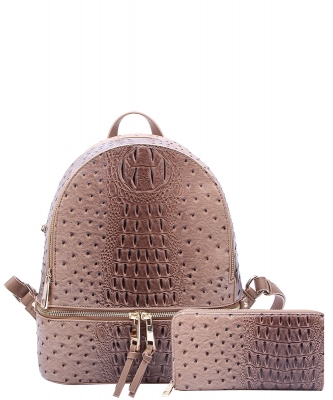 Ostrich Croc 2-in-1 Backpack OS1062W STONE